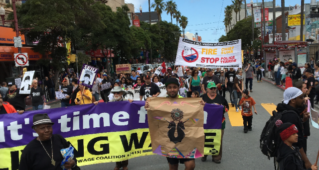 Big march in the Mission protesting police killings. Photo by Michael Redmond